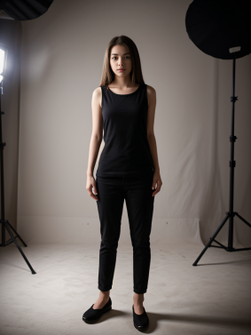 Contrast and Confidence: Teenage Model Shines in Monochrome Studio Portrait