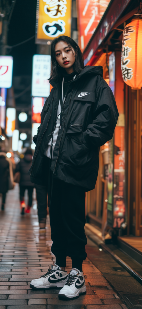 Neon Urban Elegance: Du Jin's Tech Wear Swagger