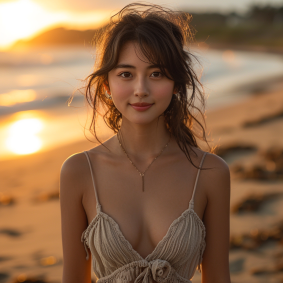 Serenity at Sunset: Chizuko Yoshida Embracing the Romance of the Southeast Asian Coast