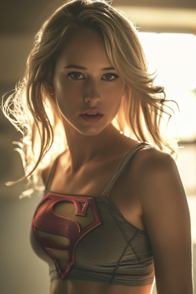 Supermodel: Claire Falkenstein Strikes a Heroic Pose in Superman-Inspired Bra Top Under the Wind