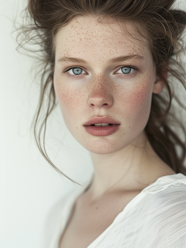 Austrian Elegance: Portrait of Cecile Walton, Freckled Beauty with Blue ...