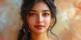 Blossoms of Beauty: Photorealistic Portrait of Algerian Model Elina Karimova