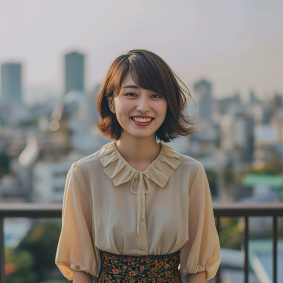 City Serenity: The Joyful Gaze of Chizuko Yoshida, a Japanese Model