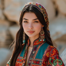 Echoes of Ancient Cultures: Elina Karimova Embracing Heritage in Vibrant Native American Attire