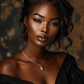 Elegance in Harlem: Portrait of Nigerian Model Chinwe Chukwuogo-Roy Against Gold and Green