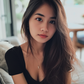 Elegance in the Quiet Room: A Portrait of Filipina Model with Dau-Al-Set Vase and Fan Qi