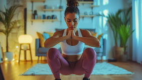 Ella Guru in Tranquility: Mastering Arabesque in a Cozy Living Room Setting