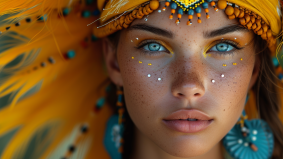 Feathers of Wisdom: Photorealistic Portrait of a Native American Woman by Daniel Lieske
