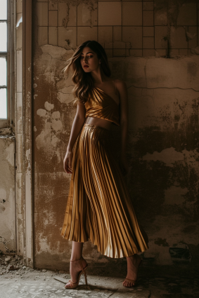 Gilded Elegance: A Modern Take on Art Deco with Elinor Proby Adams in Contemporary Fashion