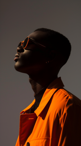 Harlem Revival: A Portrait of Elegance in Orange - The Mauritania Model, Chinwe Chukwuogo-Roy