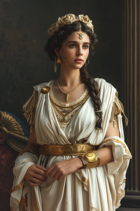 Neoclassical Elegance: The Golden-Clad Maiden by Ann Thetis Blacker | iFoto