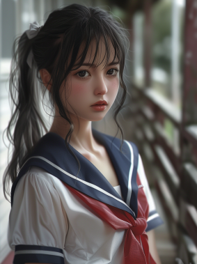 Seaside Elegance: The Petite Sailor - A Photorealistic Portrait by Artgerm