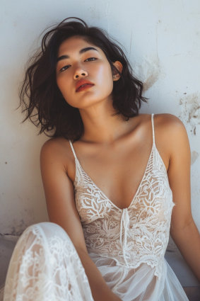Serene Beauty: Moroccan Model Embracing Art Nouveau - A Character Portrait Inspired by Ai Xuan and Japanese Culture