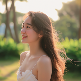 Serenity in the Park: Southeast Asian Model Fan Qi Captures Nature's Beauty