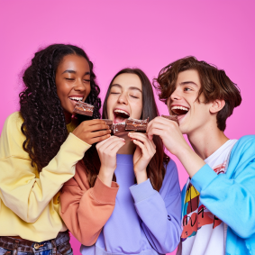 Sweet Indulgence: Teen Models Enjoying Chocolate Delights with Christian Hilfgott Brand