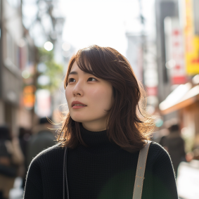 Urban Elegance: Chizuko Yoshida - Capturing Light and Style on City Streets with 85mm f/1.8 Lens