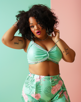 Vibrant Curves: Plus Size Model in Maximalist Style and Summer Florals by Alexis Simon Belle
