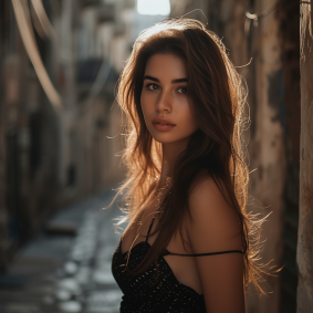Winds of Determination: Eszter Mattioni's Serene Gaze in the Polish Alley