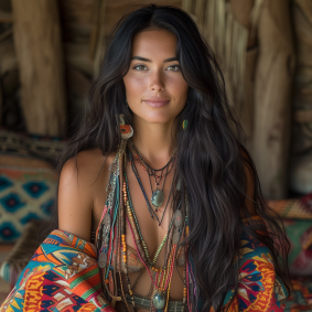 Woodland Majesty: A Portrait of Native American Beauty in Colorful Splendor by Dave Melvin