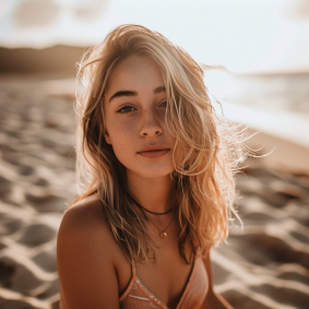 Bayside Serenity: Turkish Underwear Model Brigette Barrager Embraces the Wind in Portrait Photography
