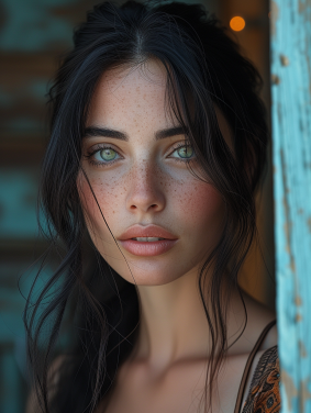 Blue Door Beauty: Freckled Elegance by Elina Karimova