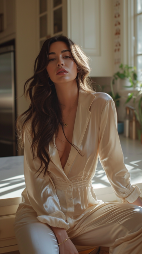 Chic Hungarian Charm: Charlotte Harding Channels Glamour in White V-Neck