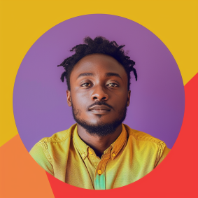 Cubo-Futurist Charm: Vibrant Male Model with Dreadlocks Embraces Bruce Onobrakpeya's Influence