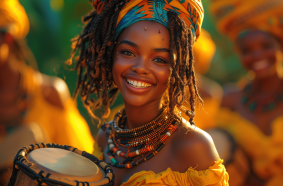 Dancing to the Rhythm: South African Girl Model in Vibrant Yellow Dress ...