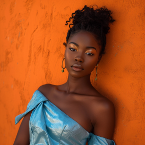 Elegance Defined: Ghanaian Lingerie Model Chinwe Chukwuogo-Roy Radiates Beauty Against Vibrant Wall