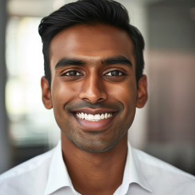 Elegant Indian Male Model Smiling in White Shirt and Tie