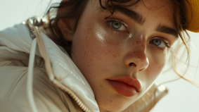 Gaze of Serenity: A Freckled Beauty in Yellow Hat by Echo Chernik