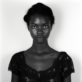 Graceful Elegance: Chinwe Chukwuogo-Roy, a Haitian Teenage Model in Black and White Portrait