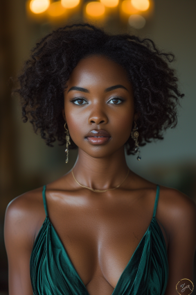 Harlem Renaissance Beauty: Constance Gordon-Cumming in Green, South African Underwear Model Portrait
