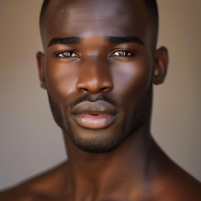 Harlem Renaissance Reverence: A Brown-Skinned Ethiopian Model Inspired by Bruce Onobrakpeya's Marble Sculpture