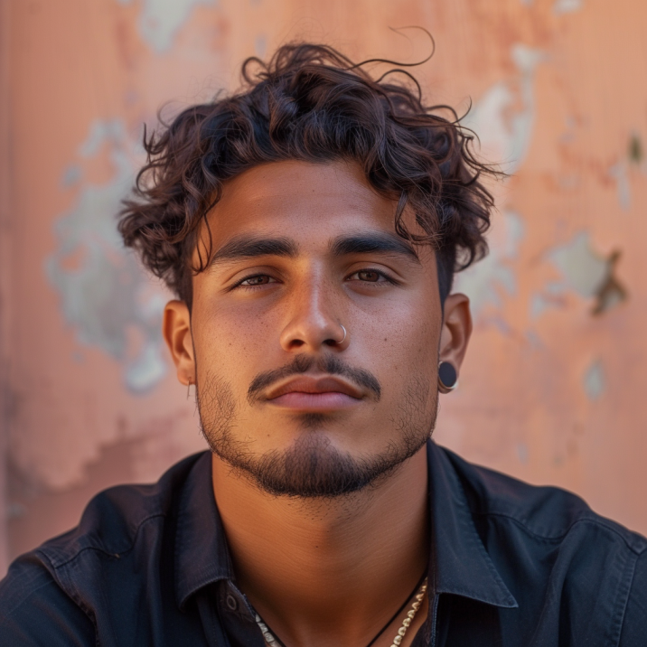 Intense Gaze Character Portrait of Peruvian Male Model, Anthony