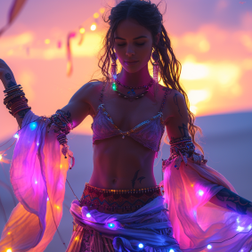 Light Dance: A Somali Swimsuit Model Illuminated by Bruce Munro's Holographic Art