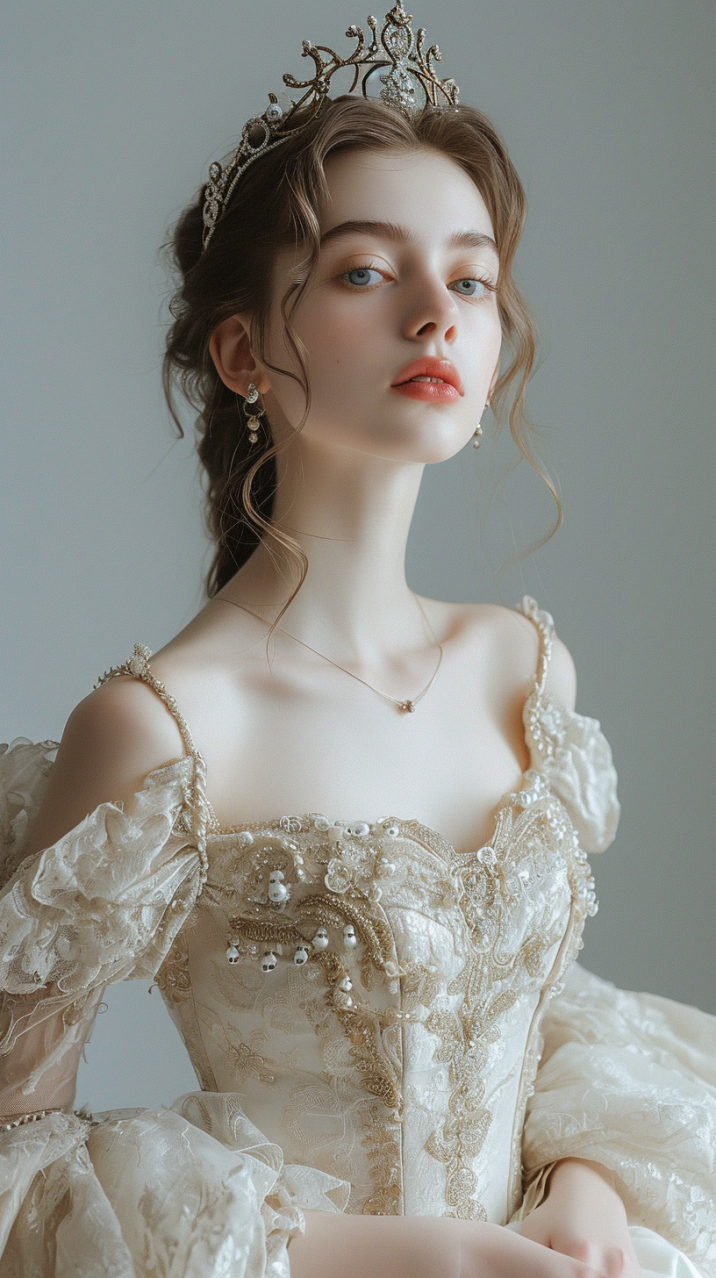 Marble Elegance: Elina Karimova Embracing Rococo Beauty in Pearls | iFoto