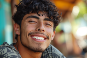 Moroccan Teenage Model: Smiling Charisma Against Green Backdrop - A Captivating Portrait by Ceferí Olivé
