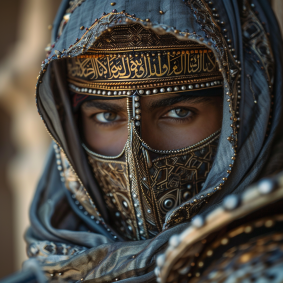 Mystical Elegance: Portrait of an Arabian Model Embracing Orientalism by Colin Middleton