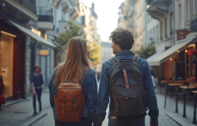 Neo-Romantic Stroll: Greek Teenage Models Christian and [name] in Promotional Image by Photographer Brand