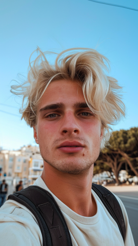 Northern Gaze: A Canadian Model's Urban Portrait with a Nod to Art and Travel