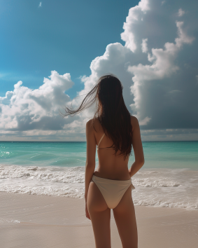Ocean Beauty: A Photorealistic Portrait of Florianne Becker in a Bikini on a Thai Beach