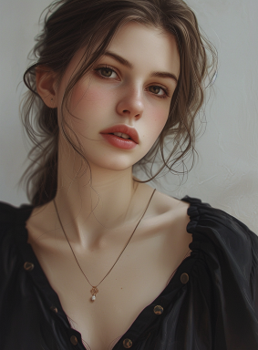 Radiant Elegance: Photorealistic Portrait of Elina Karimova in Jewish Attire