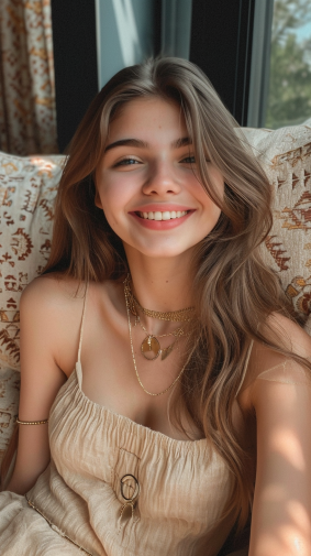 Radiant in Art Nouveau: Elina Karimova Captured in Polaroid Splendor