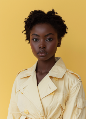Radiant Ugandan Elegance: Chinwe Chukwuogo-Roy's Brown Skin Shines Against Yellow Backdrop
