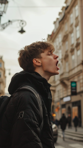 Russian Beauty Captured: Serenity in the Midst of Urban Chaos