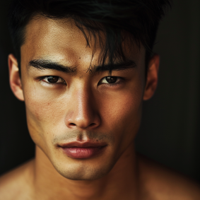Serene Strength: Thai Male Model Embracing classic elegance, channelling Dai Jin's grace at Phuoc Quan.