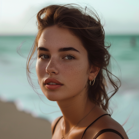 Serenity in Freckles: Barbara Greg's Beach Portrait