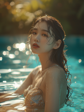 Serenity in Motion: Du Qiong's Aesthetic Captivation in Hong Kong Bikini Bliss