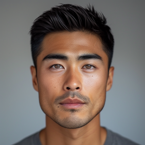 Serious Gaze: Photorealistic Portrait of Asian Male Model Dai Jin